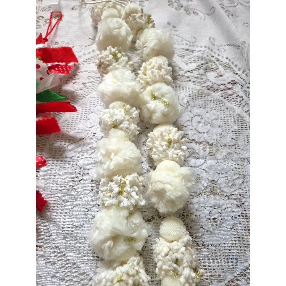 Ashland Pom Pom & Ribbon Garland 6 ft Each Lot Of 2 Christmas Decoration‎ New
